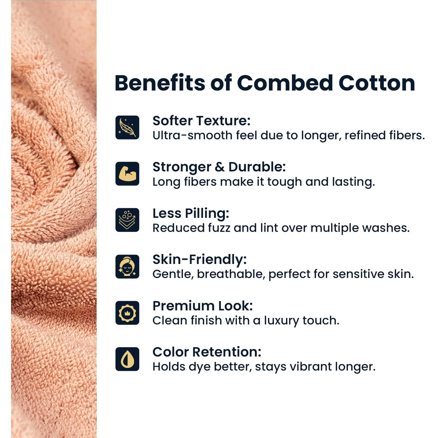 Premium 100% Combed Cotton Hand Towels 800 Gsm | Ultra Soft, Quick Dry & Highly Absorbent, For Home, Gym & Travel Hand Towel (Peach) - Pack Of 4