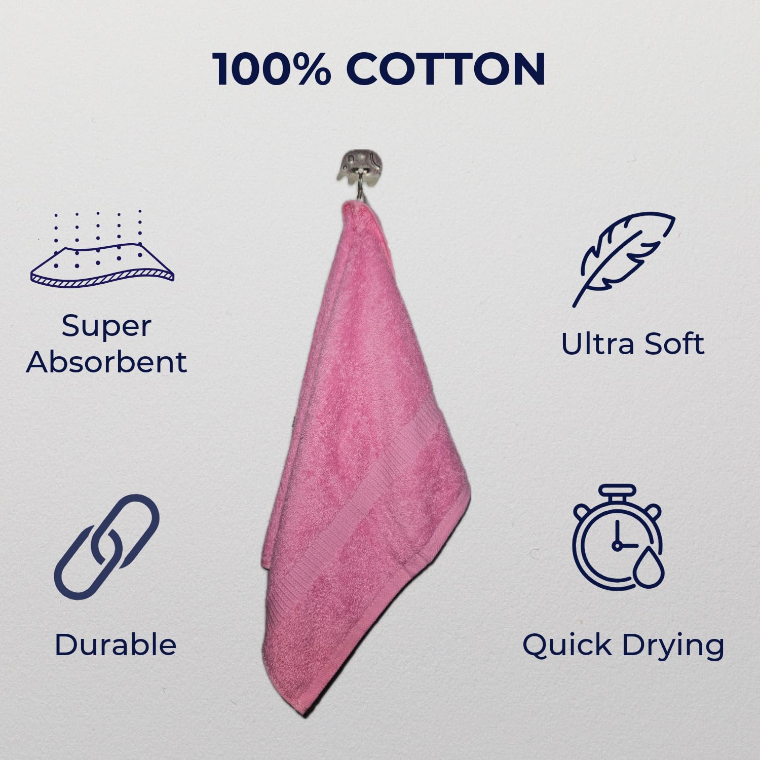 Nive Home Linens 100% Cotton Hand Towel 600 Gsm | Ultra Soft, Thick & Super Absorbent, Quick Dry Hand Towel (Red, Blue & Pink) - 3 Pcs
