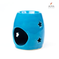 AQUA HANDCRAFTED SMALL CERAMIC BURNER WITH 1 T-LIGHT CANDLE | ROUND SHAPE