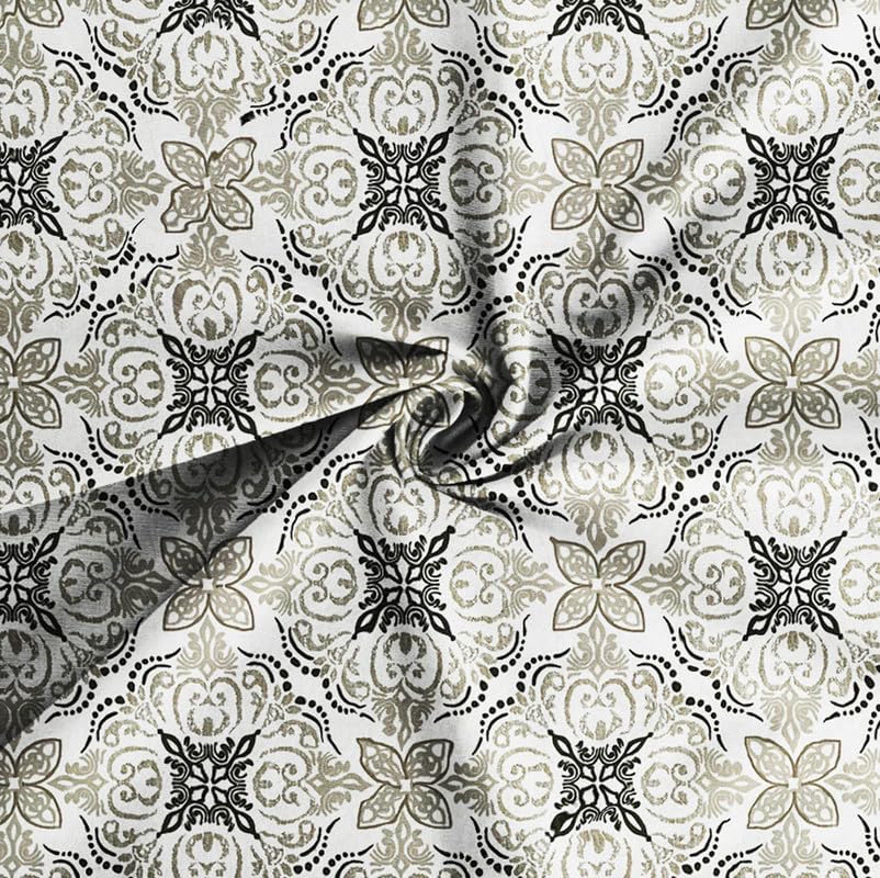 100% Cotton Feel Bedsheets With 2 Large Size Pillow Covers | 90 X 100 Inches, Grey & White - Double Bed King Size | Soft & Breathable & Wrinkle Free Premium Printed Design