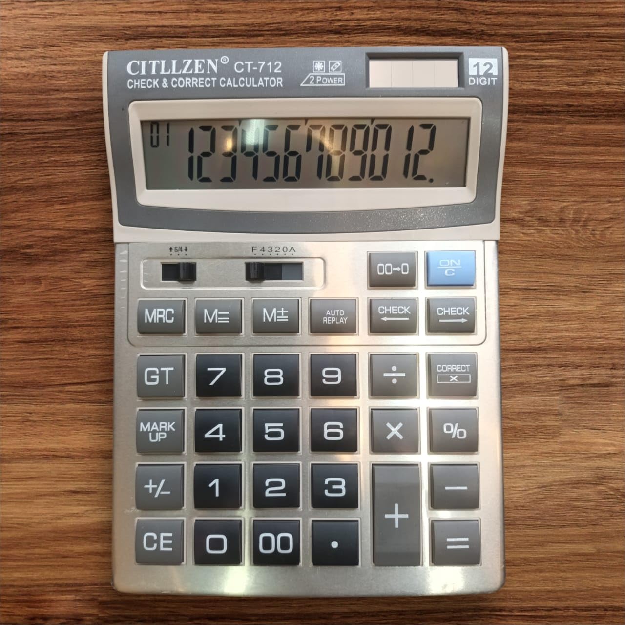 Citllzen-Electronic Calculator 12-Digit Big Display |112 Steps Check Correct - Batteries And Solar Power