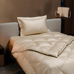 Single Bedsheet + Comforter With 1 Pillow Covers - 60 X 90 Inches, Charming Ivory | Ideal For Gift Special Occasions | Perfect Romantic Bedsheet For Couples