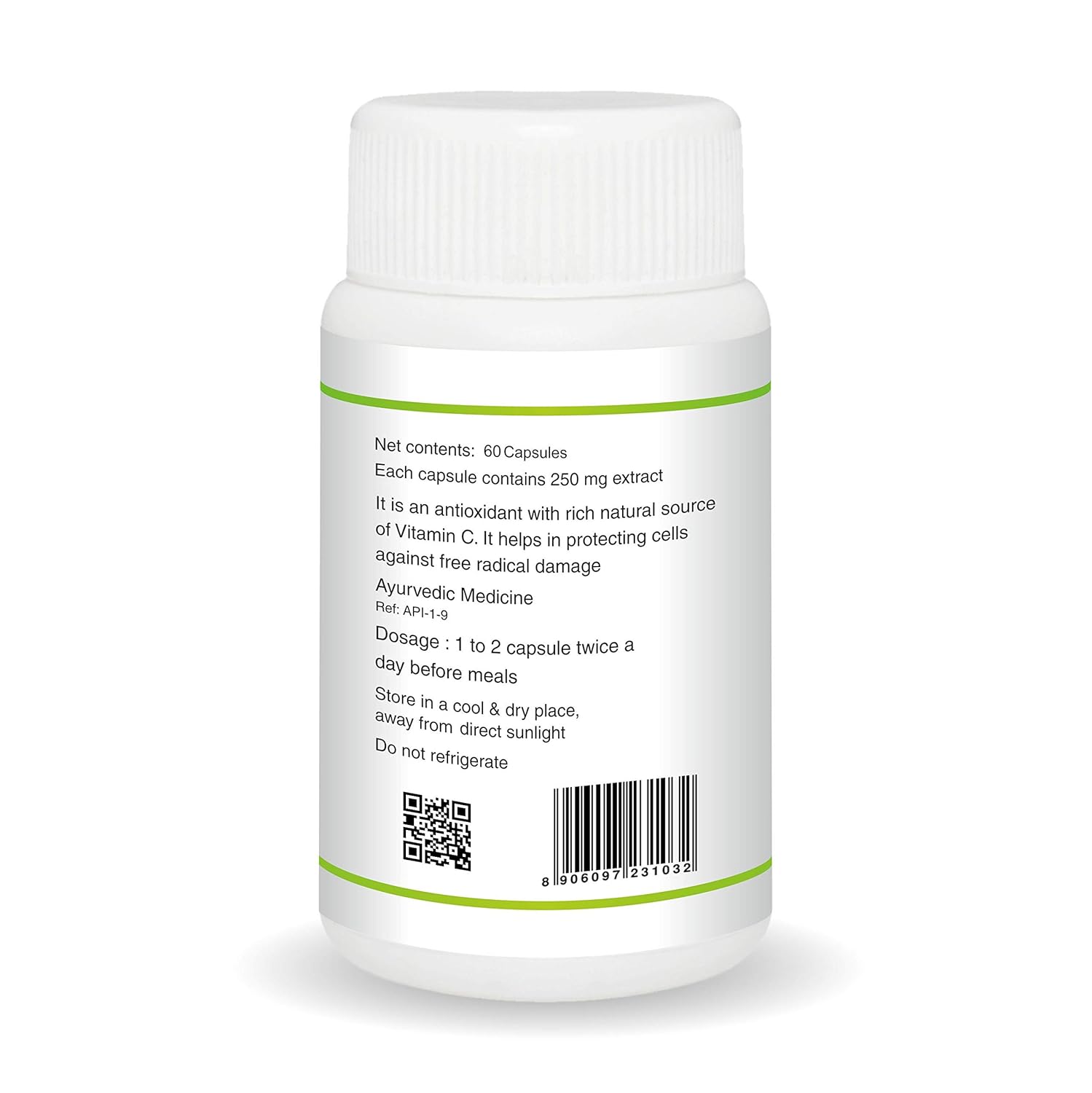 Jain Amla Capsules Grey Phyllanthus Emblica, Indian Gooseberry | 60 Capsules 100gm 0.2lbs Each Pack Of 2