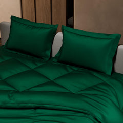 Comforter Set With Double Bedsheet & Pillow Covers - 90 X 100 Inches, Emerald Green | Complete Bedding Set, Ideal Gifts For Couples, Bedroom Home Furnishing, Date Night