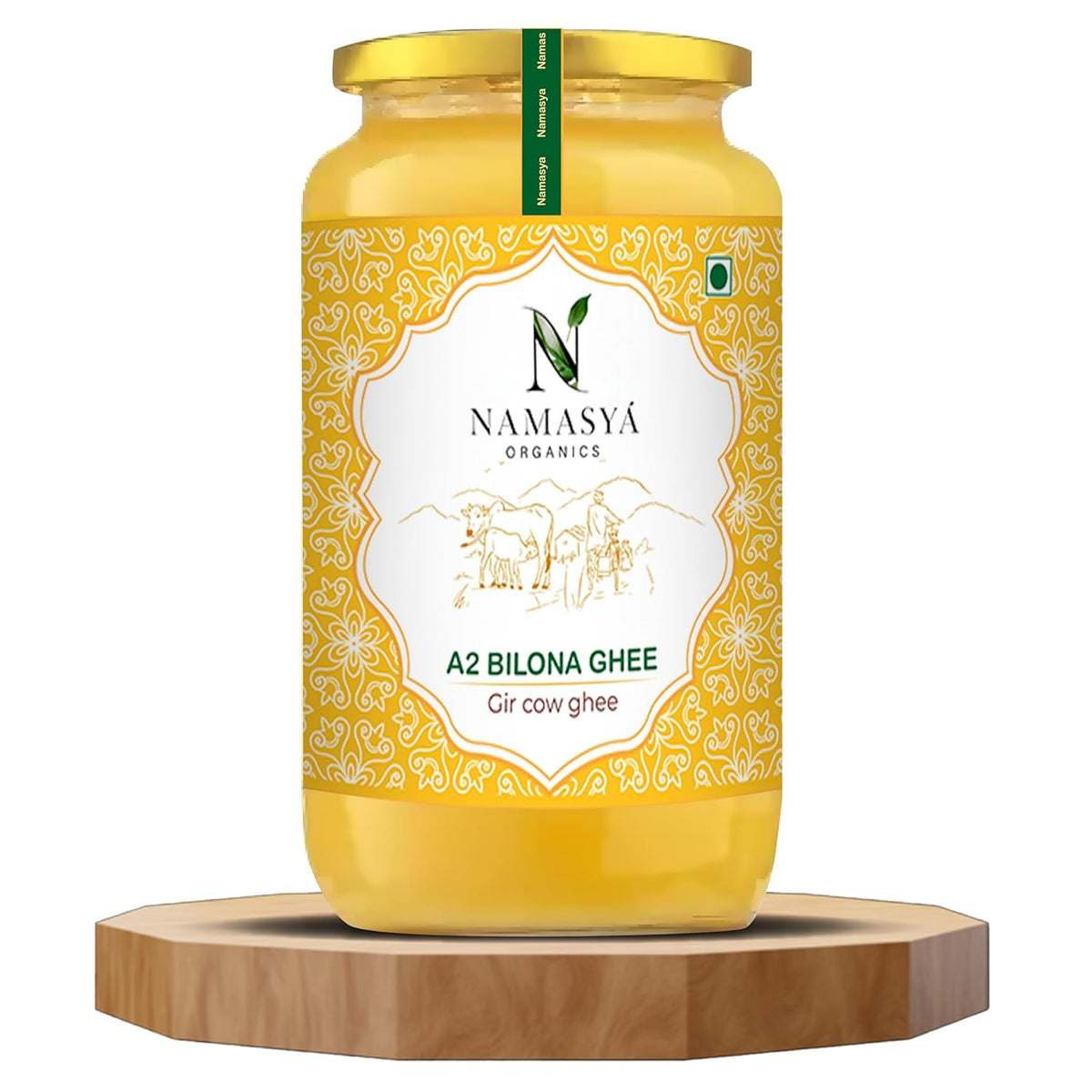 Pure Premium A2 Bilona Gir Cow Ghee By Namasya Organics | Rich In Nutrients Flavor Healthy Desi Ghee Perfect For Daal & Rotis | (1 Litr) 33.8 Ounce | Jar Pack