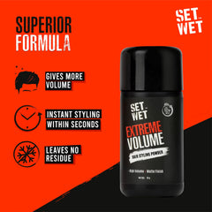 Set Wet Extreme Volume Hairstyling Powder 10gm 0.3 Oz. |12 Hour Strong Hold & Matte Finish | Hair Volumizing Powder Wax