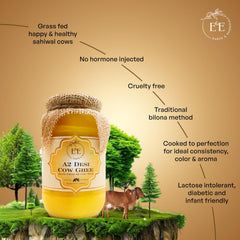 Organic A2 Desi Cow Ghee By Earth And Essentials | Natural & Healthy Danedar Ghee Ideal For Bones Health | (1Litre) 33.8 Ounce | Jar Pack