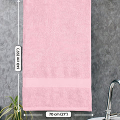 Haus & Kinder 100% Cotton Bath Towel 500 Gsm | Ultra Absorbent, Quick Dry, Super Soft Large Size Towels For Men & Women - Pink & Olive (Set Of 2)