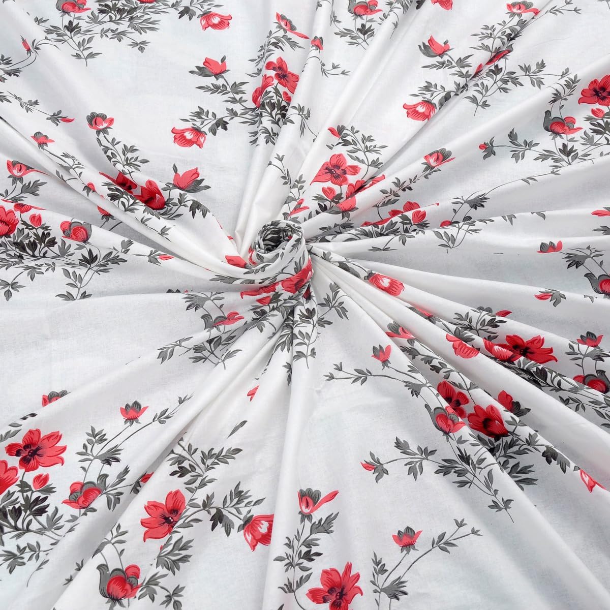 Super King Size Bedsheets 108 X 108 Inches With 2 Pillow Covers, Light Coral & Grey | Premium Super Soft Super Cotton Bedsheet