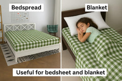 Soft Cotton Bedsheet For Single Bed - 60 X 90 Inches, Green & White | 400 Thread Count Soft, Durable & Long Lasting - Light Weight Blanket For Winter & Summer