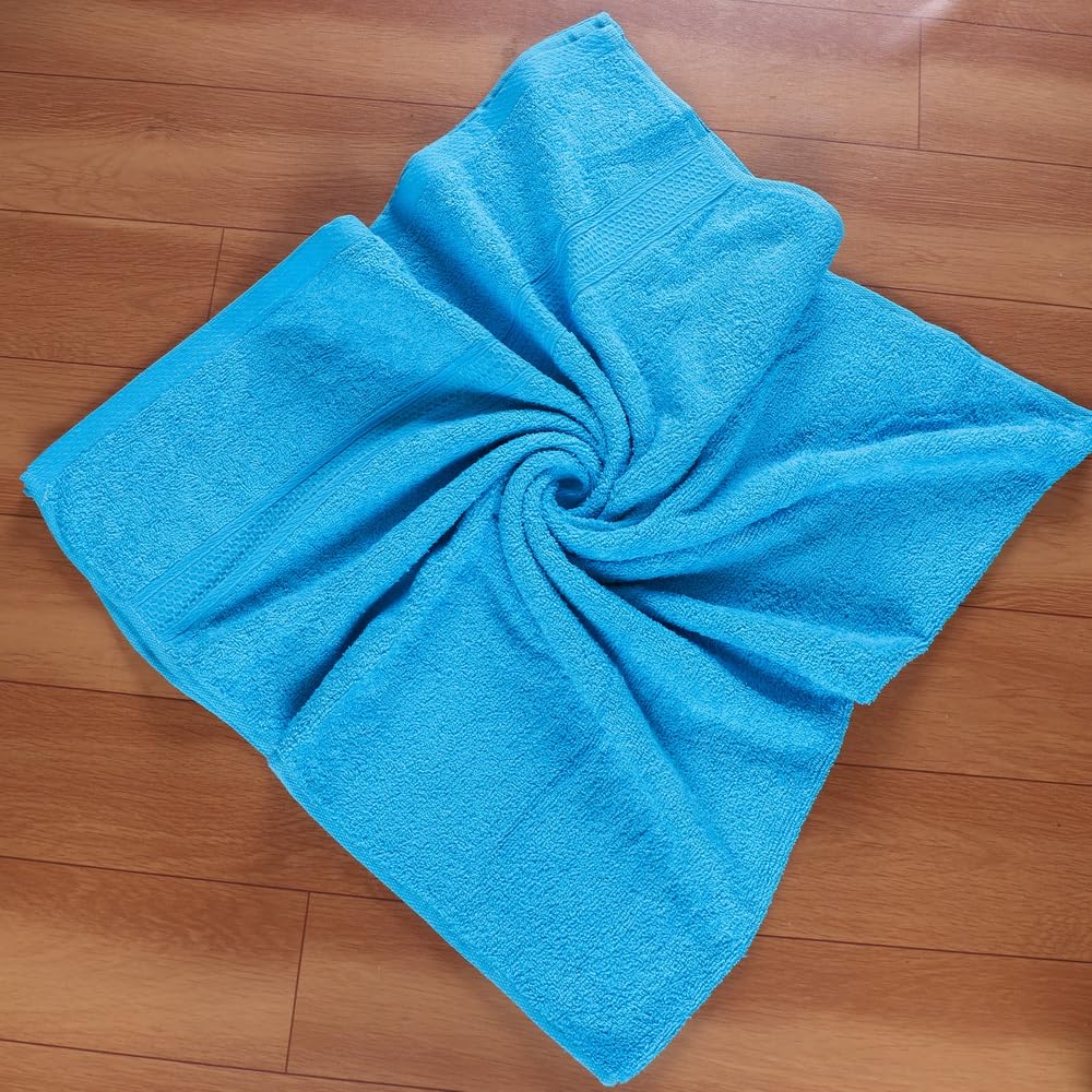 Fezora 100% Cotton Bath Towel 450 Gsm | Ultra Soft, Quick Dry, High Absorbency, Skin-Friendly Large Size Bath Towel (Light Blue)