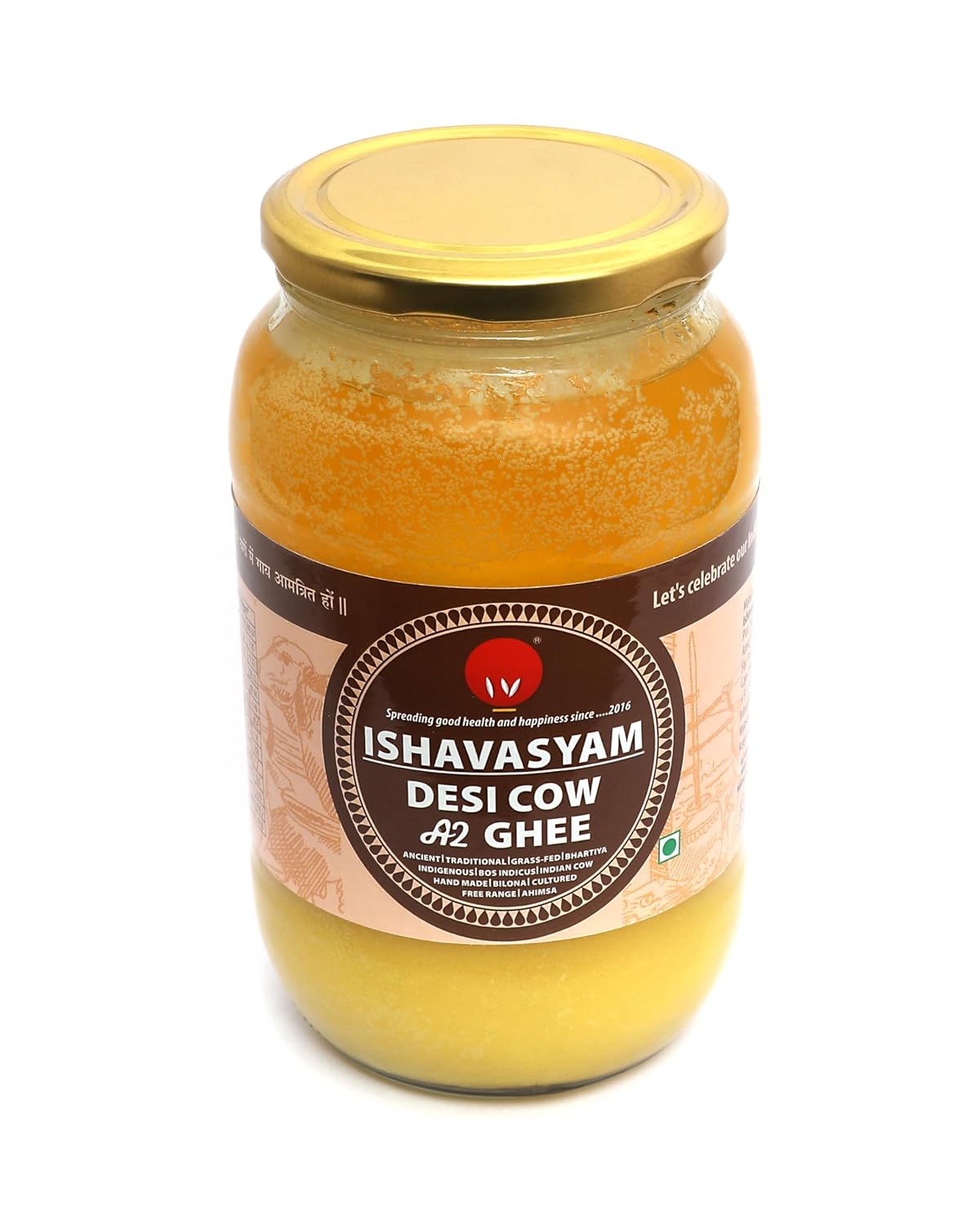 Natural A2 Gir Desi Cow'S Ghee By Isha Vasyam | Rich In Vitamin A & Healthy Nutrients Desi Ghee Perfect For Baby Body Massage | (1 Litre) 33.8 Ounce | Jar Pack
