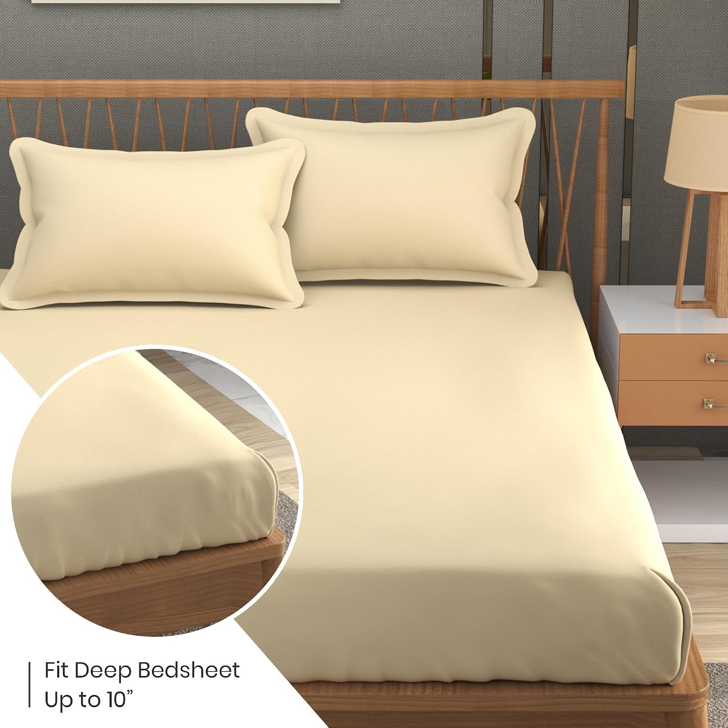 Queen Size Solid Plain Bedsheet Set Includes 2 Pillow Covers - 90 X 95 Inches, Ivory | Exceptional Softness & Breathability | Premium Microfiber Material