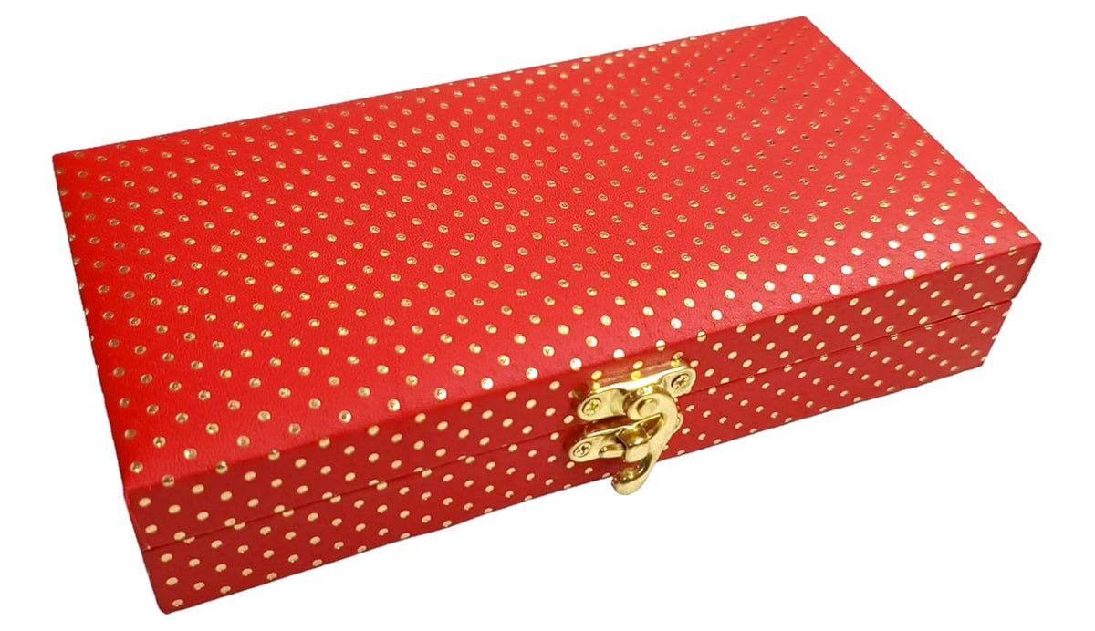 Decorative & Attractive Box Cash Box, Shagun Box, Jewellery Box, Money Box Envelop Wedding, Gift Box, Bangel Box With Golden Dotted Embroidery Design, Colour - Red, Pack Of 1