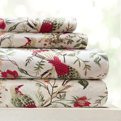 Hand Printed Cotton Bedsheet For King Size With 2 Pillow Covers | 90 X 108 Inches, White & Red | Ultra-Soft & Skin-Safe | Breathable Summer Comfort
