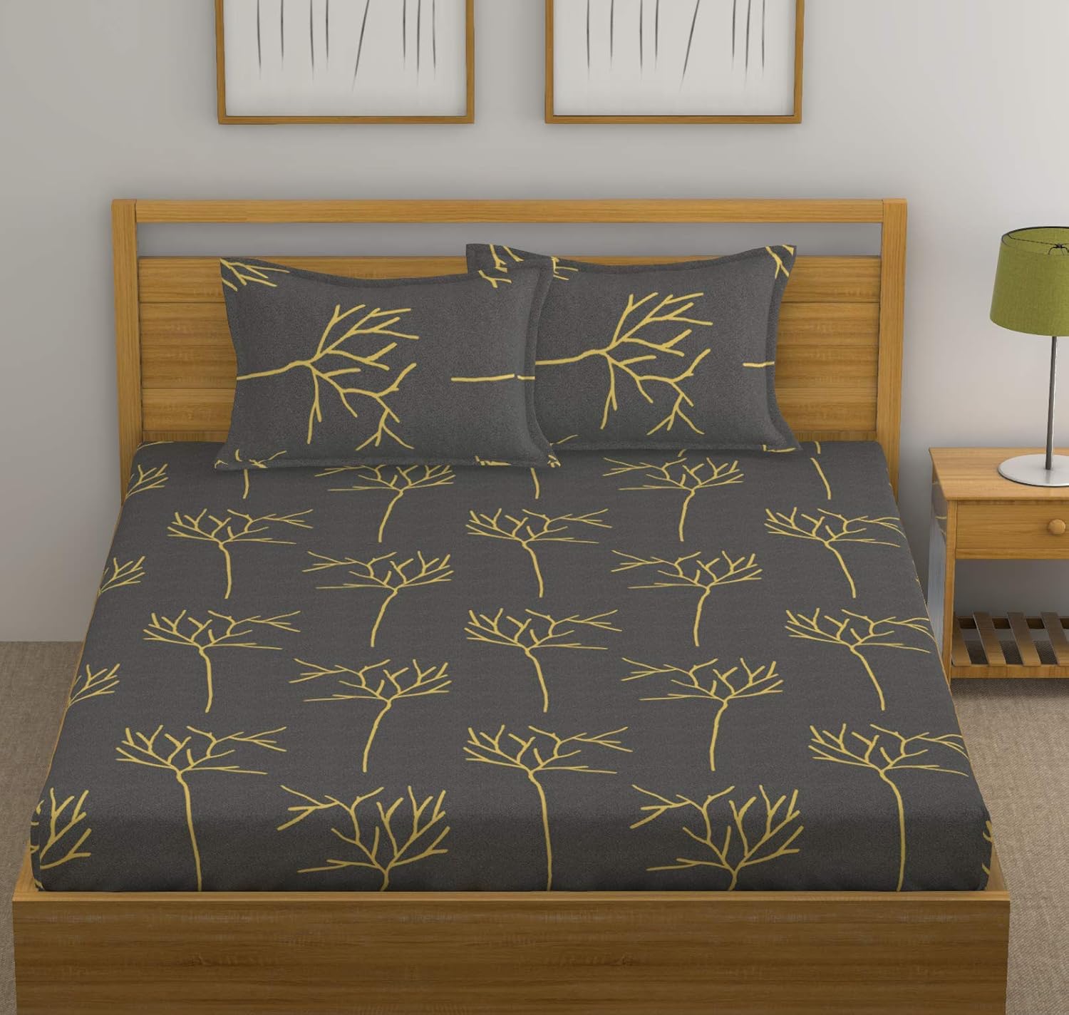 1 King Size Bedsheet With 2 Pillow Covers - 108 X 110 Inches, Grey | Skin Friendly Fabric With Vibrant Colors | Beautiful Bedsheets