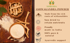 Shresha Ashwagandha Root Powder No Added Preservative, Helps Fight Anxiety & Stress Ashwagandha Podi Amukkara Kizhangu Asvagandha Churna | 200gm 0.4lbs