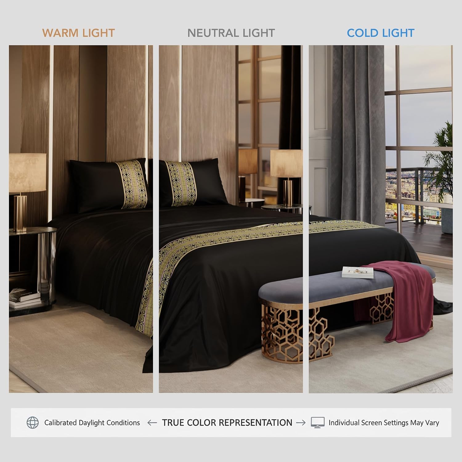 Super King Bedsheet With 2 Pillow Covers - 108 X 108 Inches, Black | Hypoallergenic, Breathable, Gentle On Skin & Hair, Fade & Wrinkle Resistant, Wedding Gift For Couples