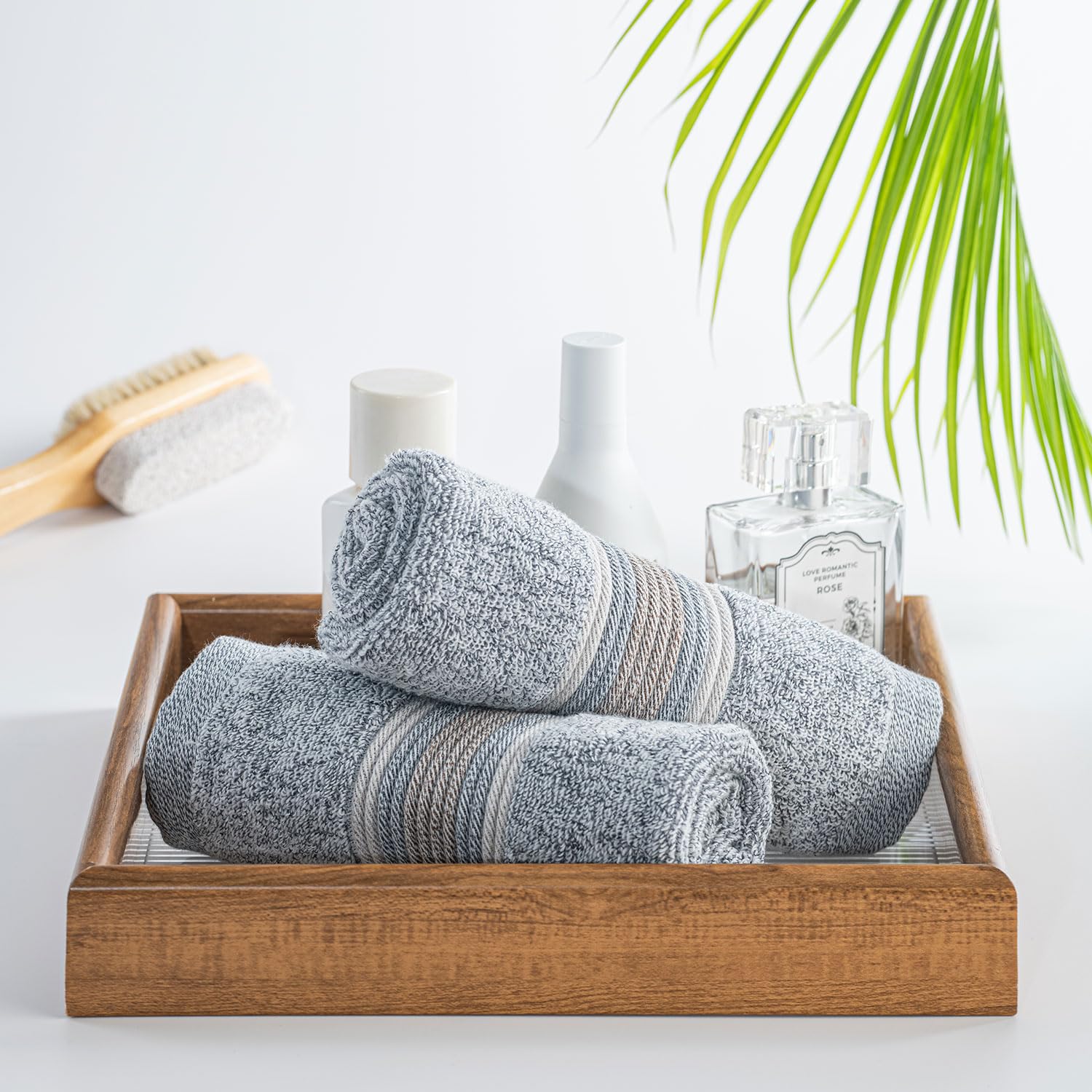 Spread Spain Water & Soil Face Towel 300 Gsm | Luxurious Blend Of Cotton & Bamboo Fiber Face Towel Ultra-Absorbent, Quick-Drying & Skin-Friendly (Denim) - Pack Of 2