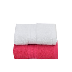 Pure Cotton Hand Towel 400 Gsm | Luxury Towels For Home, Sports & Kitchen | Pink & White (Set Of 2)