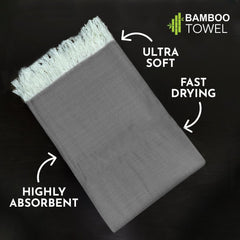 Heelium 100% Bamboo Bath Towel 800 Gsm | Ultra Soft & Lightweight Highly Absorbent & Fast Drying Turkish Bath Towel (Pack Of 2)- Dark Grey