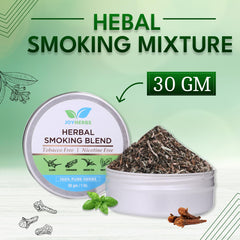 Ayurvedic & Organic Herbs Mix For Smoking, Herbal Mixture Smoking Blend With Brown Wooden Pipe For Smoking Mixture Kit - Tobacco & Nicotine Free 30g