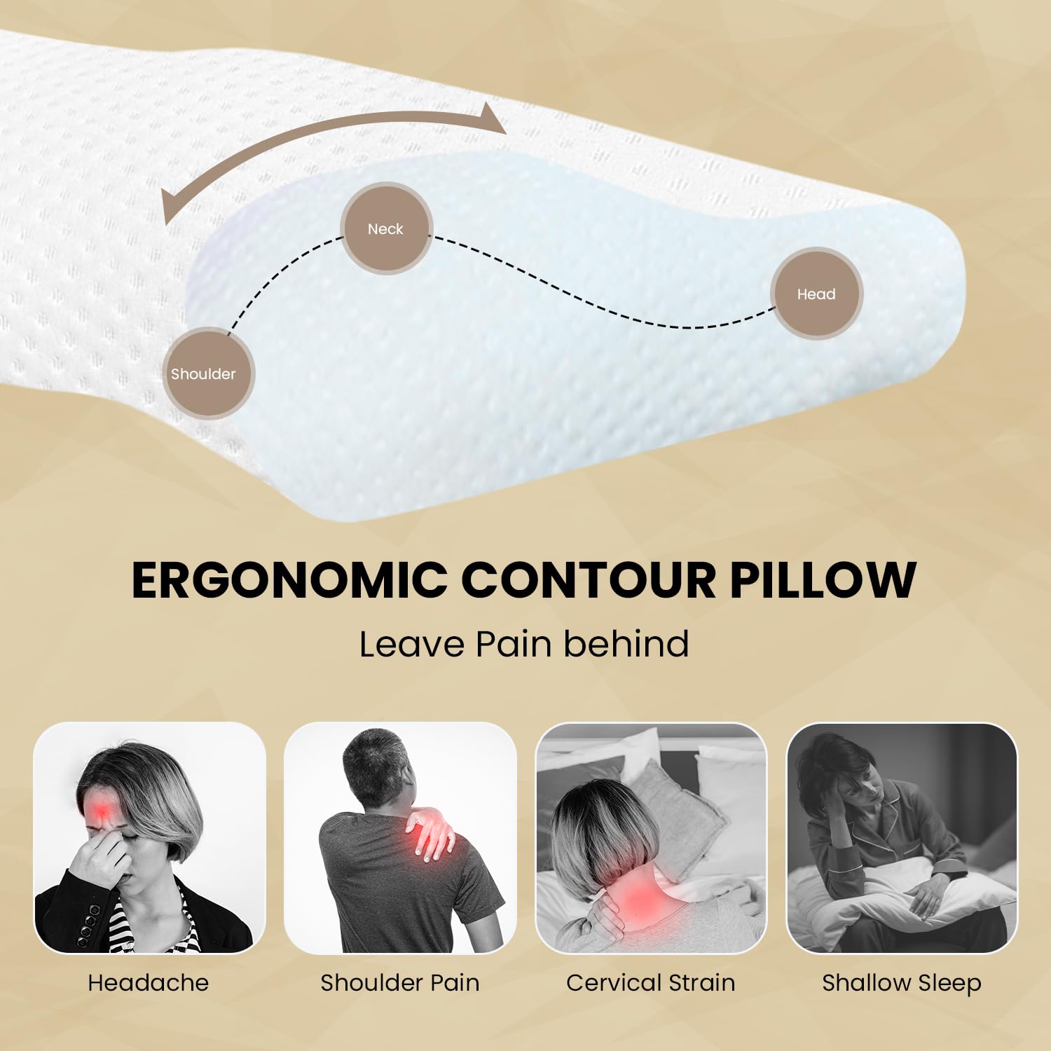 Cervical Pillow For Neck & Shoulder Pain Relief, Neck Support, Medical Pillow, White Gel | Orthopedic Memory Foam Pillow, Cervical Pillow For Spondylitis | Perfect For All Sleeping Positions