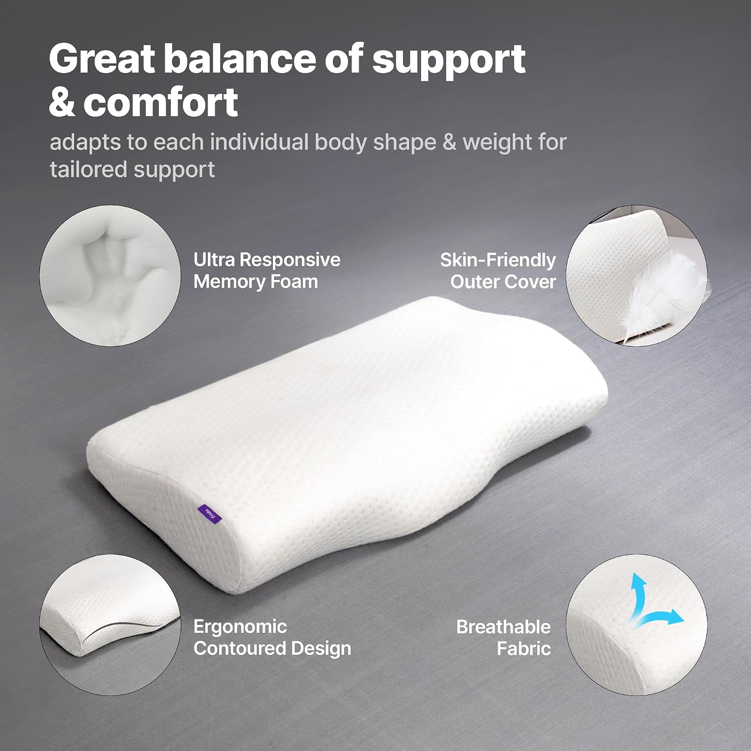 Ultimate Contour Cervical Neck Pillow, For Pain Relief Sleep, White Color | Improves Posture, Neck Cushion With Ultra Responsive Memory Foam & Skin Friendly Cover - Pack Of 2