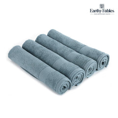 Earthy Fables Premium Hand Towels 600 Gsm | 100% Combed Cotton, Ultra Soft Quick Dry & Highly Absorbent, For Home, Gym & Travel | Set Of 4 (Aqua)
