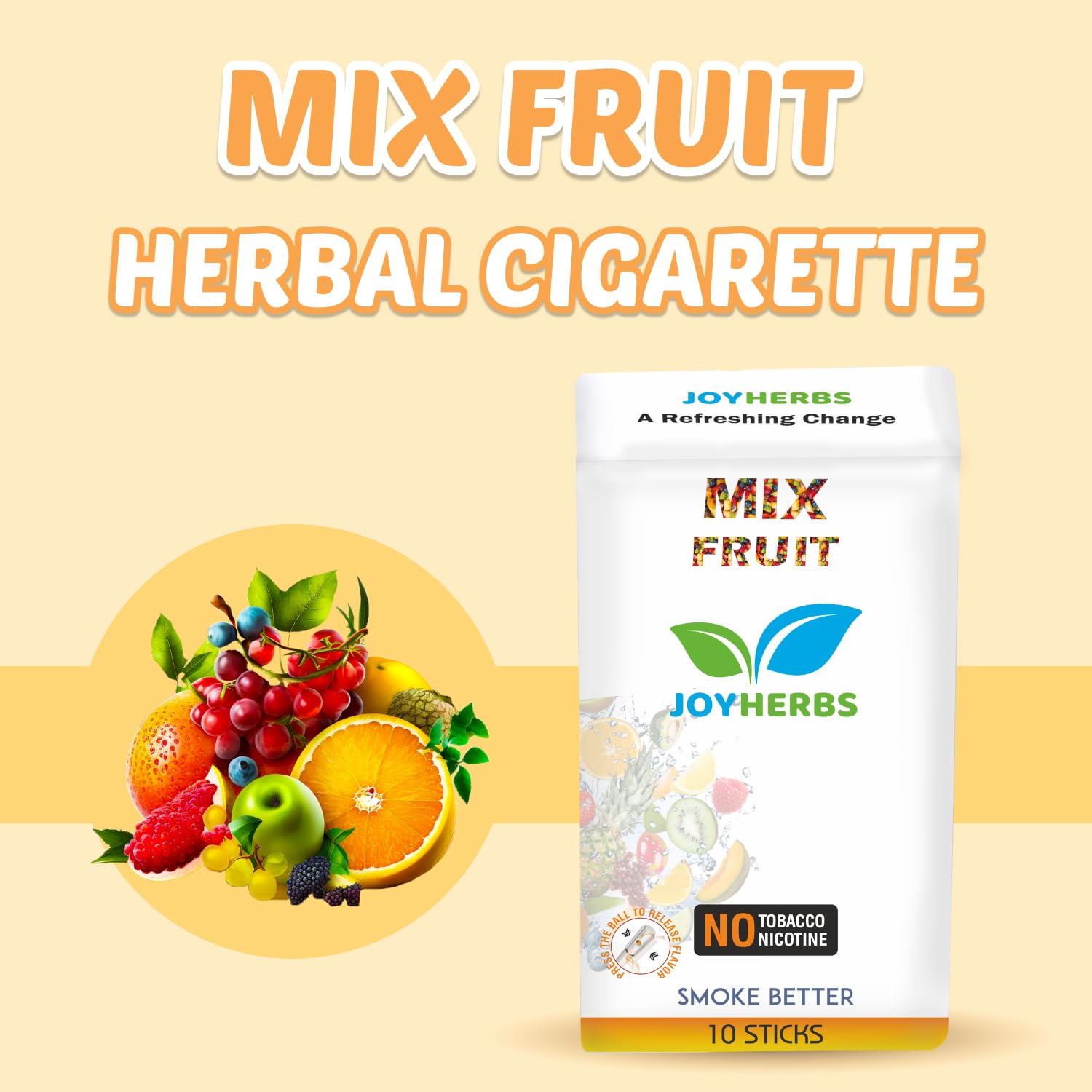 Ayurvedic Herbs Tobacco Alternatives | Non Addictive, Clove, Menthol & Mix Fruit Flavour Smoke 10 Sticks Each - Tobacco & Nicotine Free Combo Pack