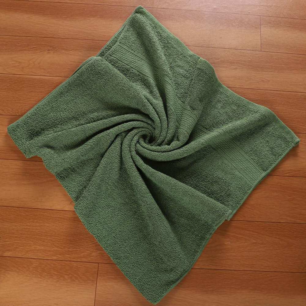 Fezora 100% Cotton Bath Towel 450 Gsm | Ultra Soft, Quick Dry, High Absorbency, Skin-Friendly Large Size Bath Towel (Green)