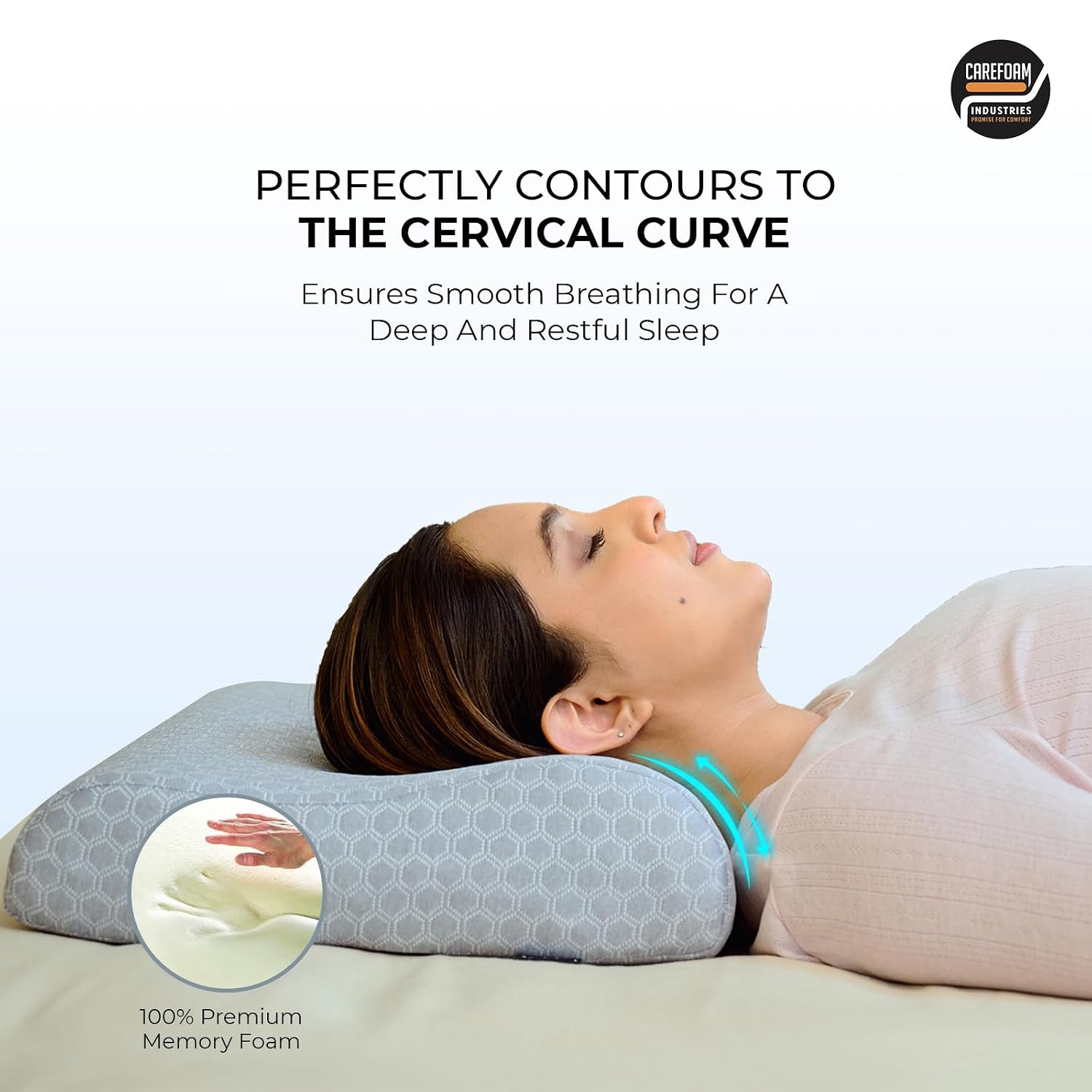 Memory Foam Cervical Pillow, Neck Pain Relief Sleep, Queen- 19 X 11 X 3.5 Inch | Grey Jacquard Cover, Improves Posture Spinal Alignment, Pain Relief | Healthy Sleep Conditions - Pack Of 1
