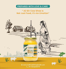 100% Natural A2 Bilona Gir Cow Desi Ghee By Niadh | Naturally & Healthy Protein Fiber Pure Cow Desi Ghee For Digestive Health | (500ml) 16.9 Ounce | Jar Pack