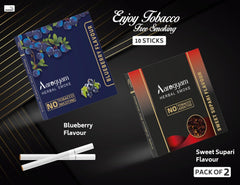 Aarogyam Herbals Pack Of 2 Flavours 100% Tobacco & Nicotine Free Cigarette For Relieve Stress & Mood Enhance Product Sweet Supari - Blueberry - 10 Sticks X 2 Packets