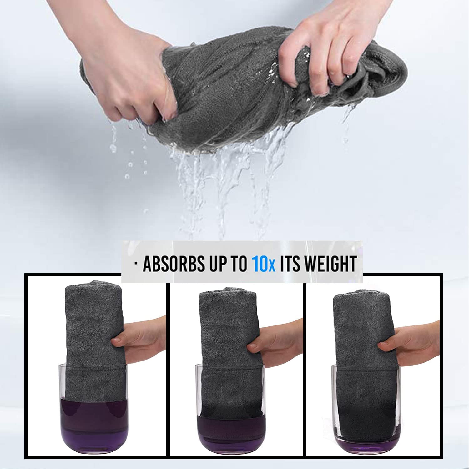 Sassoon Venir Microfiber 2 Piece Hand Towels 450 Gsm | Absorbent & Quick Dry Multipurpose Hand Towels (Black)