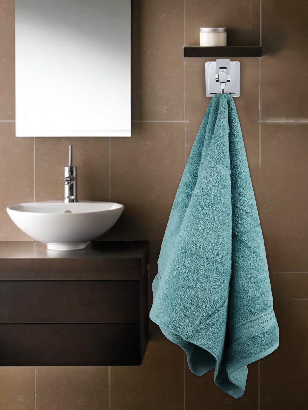 Ramraj Cotton Bamboo Terry Bath, Hand & Face Towel 850 Gsm | Quick Dry & Anti Microbial Combo Towel (Blue) - Set Of 3