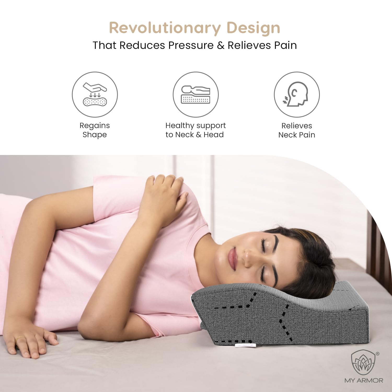 Cool Gel Cervical Pillow For Neck Pain, Spondylitis Neck - 20 X 12 X 4 Inches | Orthopedic Memory Foam Pillow For Sleeping, Neck Support Contour Pillow For Shoulder Pain - Pack Of 2