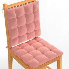 Square Chair Pads Cushion, For Comfortable Sitting, Peach Color - 40 X 40 Cm | Seat Cushions With Ties For Sitting, Pooja, Dining & Office Table | Furniture Cushion, Washable - Pack Of 2