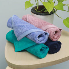 Heelium Bamboo Face Towel 800 Gsm | Ultra Absorbent & Odour-Free 3x Softer Than Cotton Towels | Pack Of 4 (Blue, Teal, Iris & Peach)