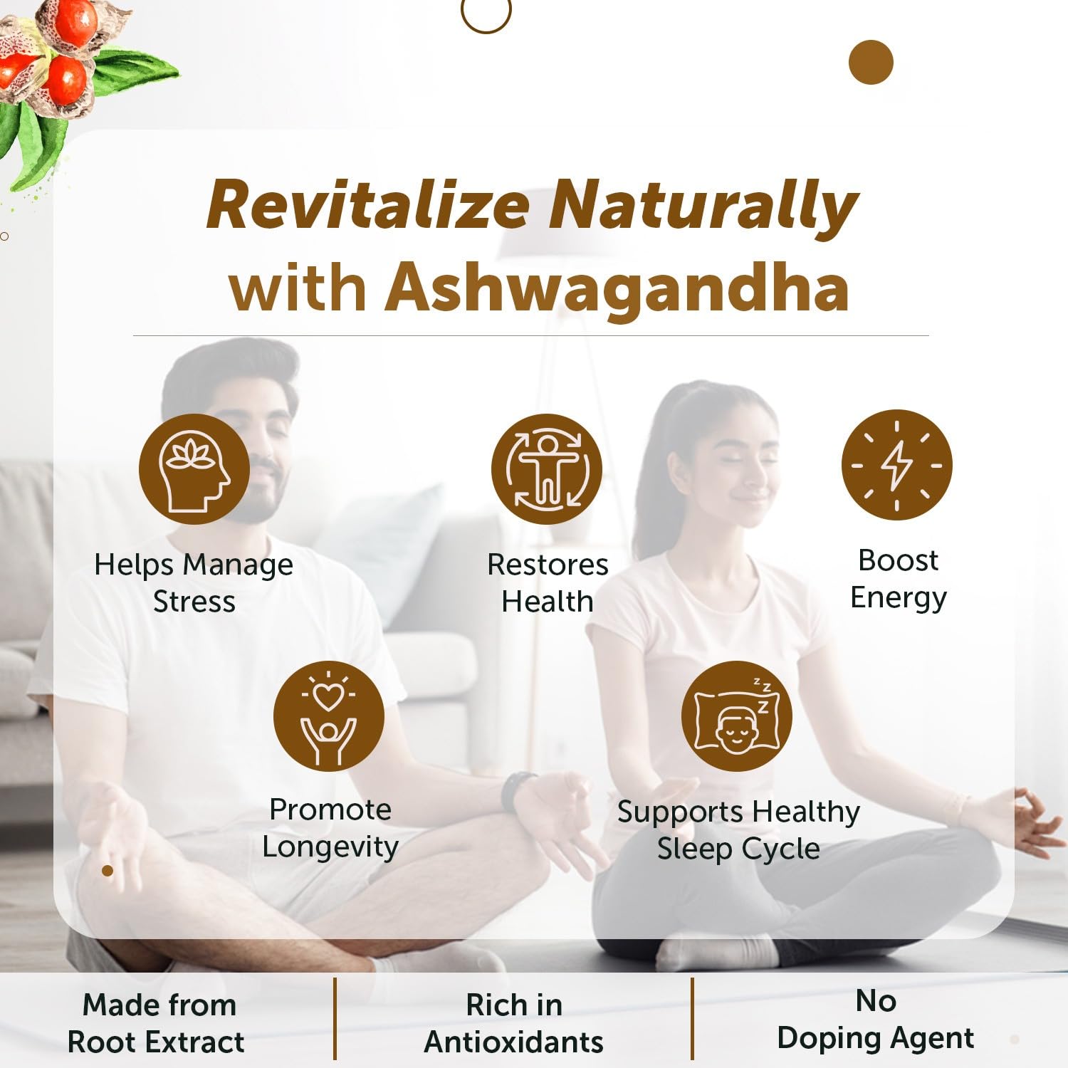Neuherbs Ashwagandha Tablets 500mg For Men & Women Rich In Antioxidant, Boost Energy, Reduce Stress, Better Absorption & Support Sleep Cycle, Promote Overall Health | 60 Tablets 100gm 0.2lbs