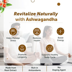 Neuherbs Ashwagandha Tablets 500mg For Men & Women Rich In Antioxidant, Boost Energy, Reduce Stress, Better Absorption & Support Sleep Cycle, Promote Overall Health | 60 Tablets 100gm 0.2lbs
