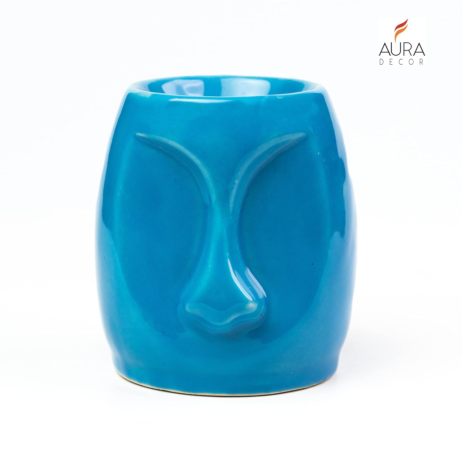 AQUA HANDCRAFTED SMALL CERAMIC BURNER WITH 1 T-LIGHT CANDLE | ROUND SHAPE