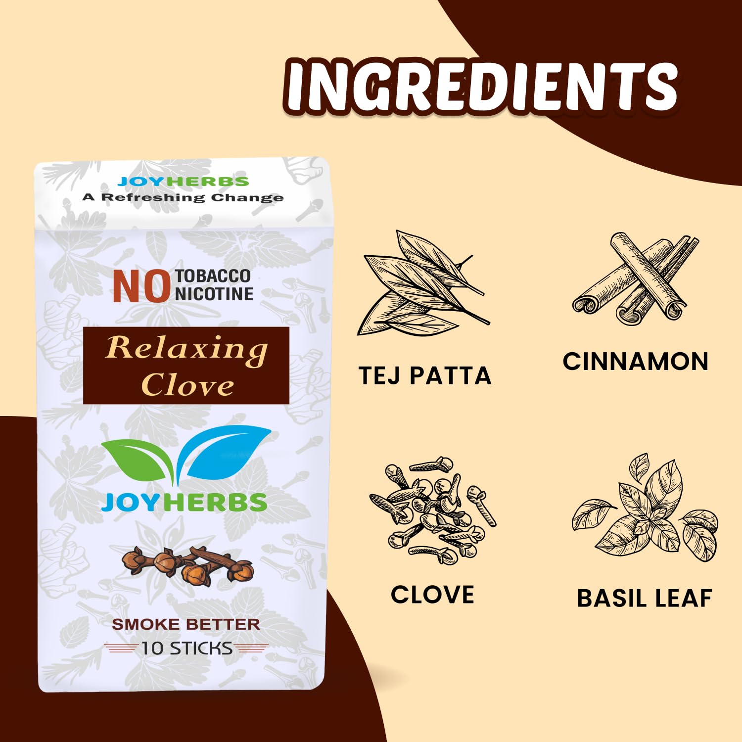 Ayurvedic Herbs Tobacco Alternatives | Non Addictive, Refreshing Breeze & Clove Flavour Smoke 20 Sticks - Tobacco & Nicotine Free