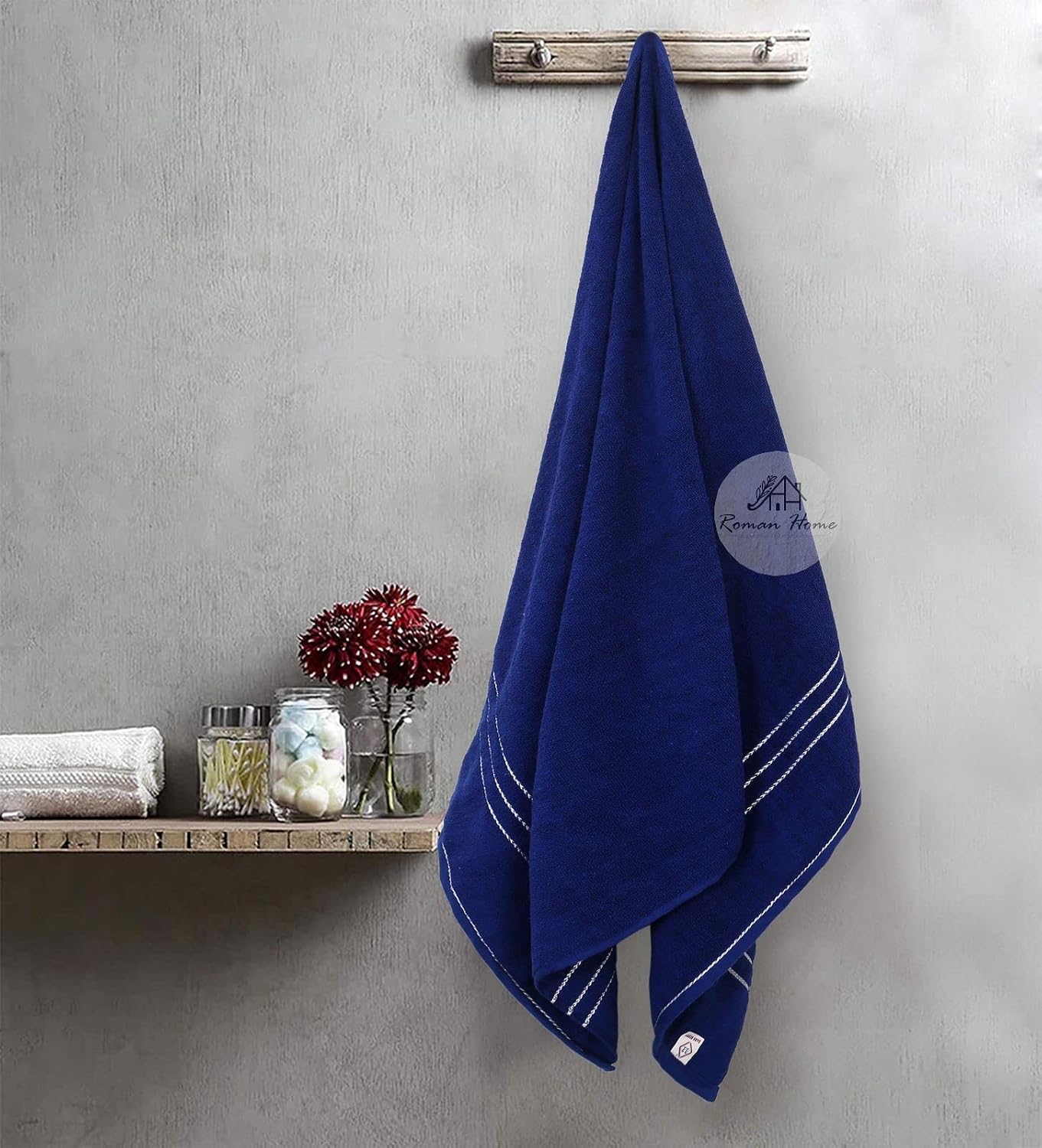 Roman Home Cotton Soft Bath Towel 500 Gsm (Dark Blue)