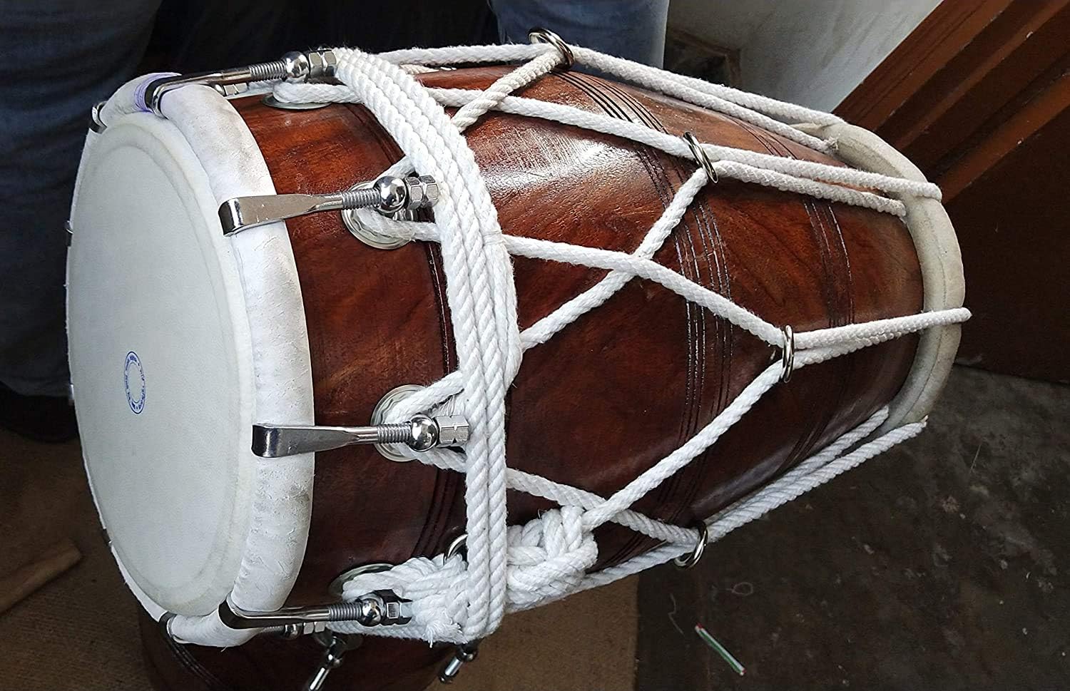 Sheesham Wood 18 Inch Dholak With Bag - Brown | Dholak For Festival, Wedding, Satsang - Very Easy To Tune, Goat Skin For Bast & Great Sound Quality