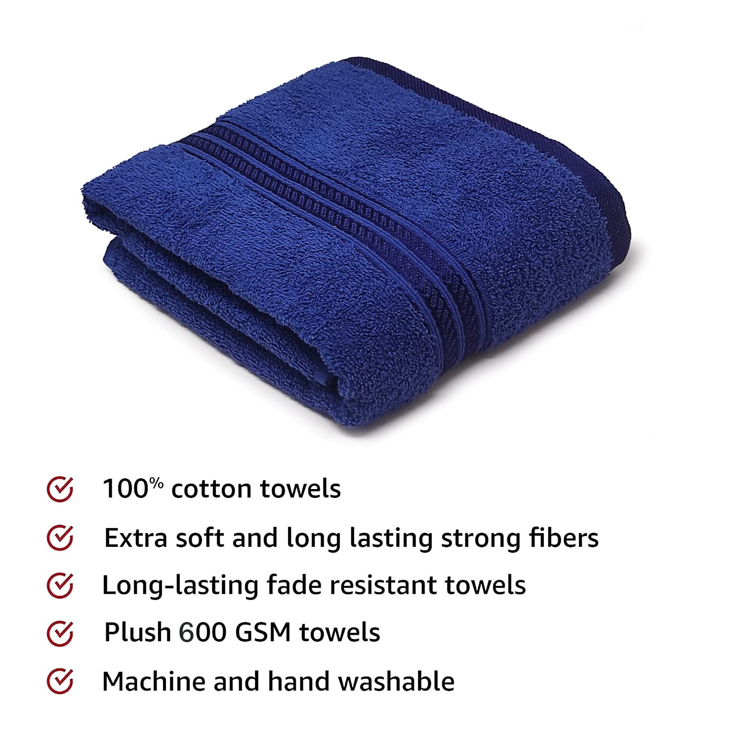 Lukzer Soft 100% Cotton Light Weight Super Absorbant Bath Towel 600 Gsm (Blue)