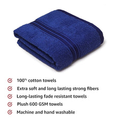 Lukzer Soft 100% Cotton Light Weight Super Absorbant Bath Towel 600 Gsm (Blue)