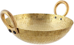 Pure Brass Hand Made Heavy Kadai - Kadhai For Cooking 2 Liters, 10 X3.5 Inch | Extra-Thick Durable Body