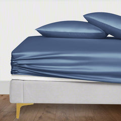 Elastic Fitted King Size Bedsheet With 2 Pillow Cover - 72 X 78 Inches, Indigo | 400 Thread Count Silky Soft | Naturally Soft, Breathable, & Skin-Friendly