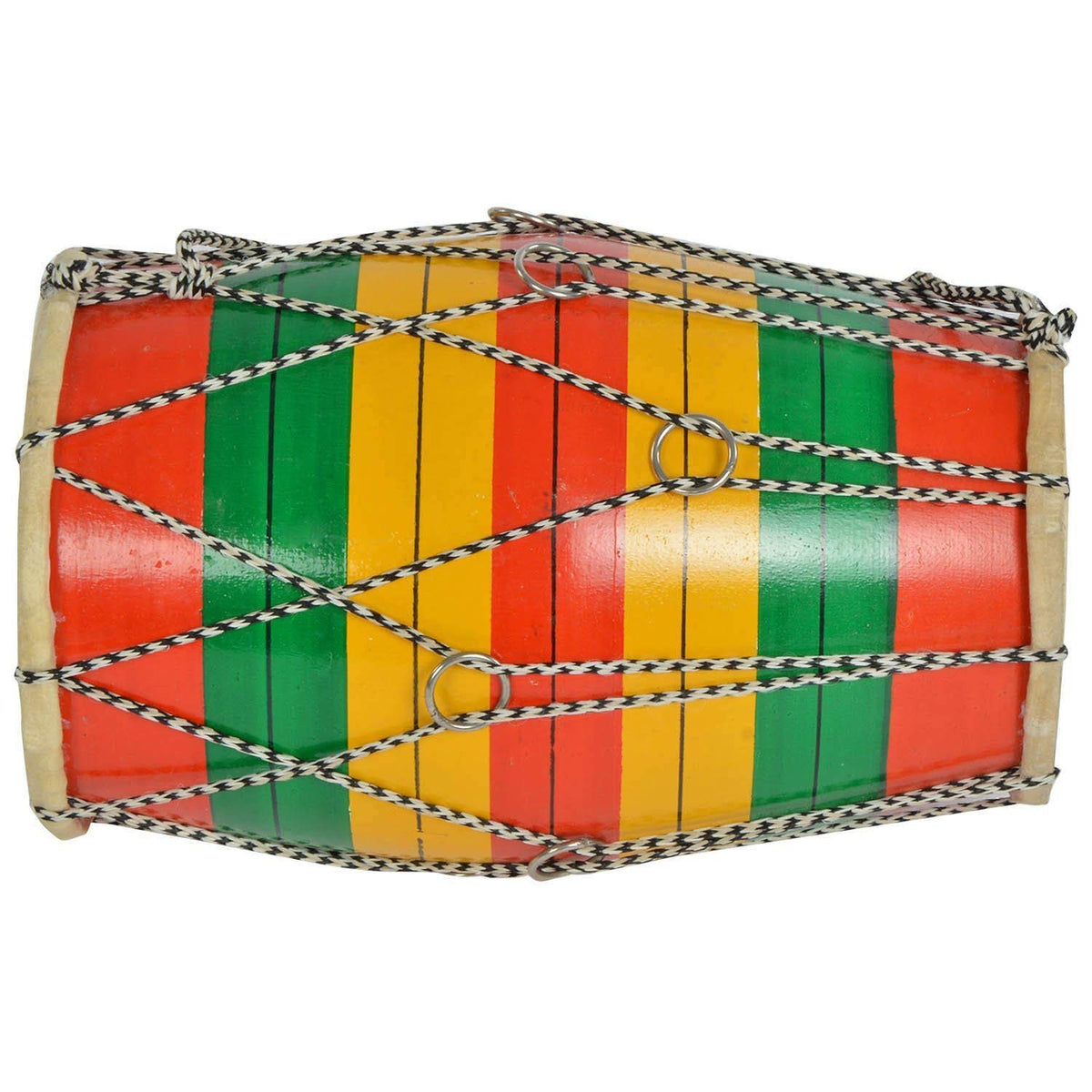 Wooden Professional Baby Dholak - Multicolour | Nut & Bold Fitting For Easy Tuning - Goat Skin For Bast & Great Sound Quality